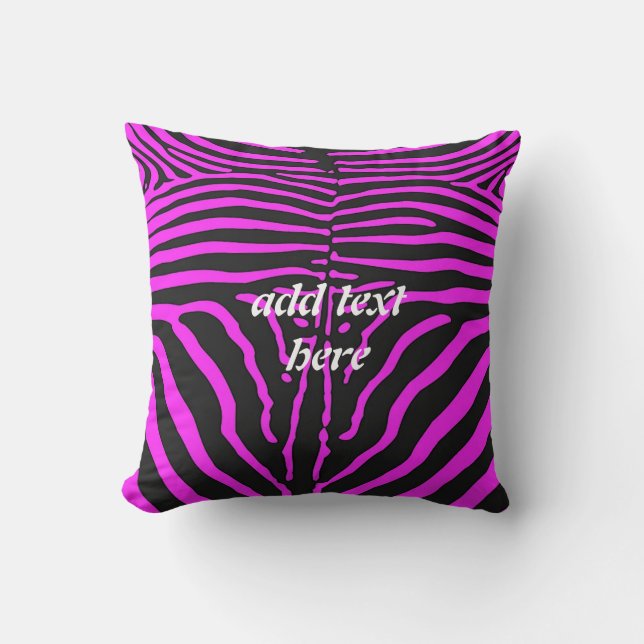 Fun Pink black Zebra Print - add name cushion (Front)