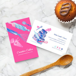 Fun Pink Blue Marble Bakery Tools & Utensils Pink Business Card