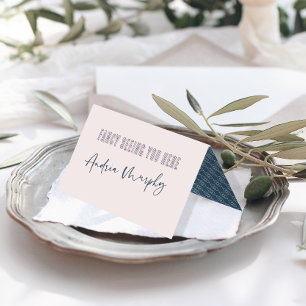 Fun Pink & Blue Wedding Place Card