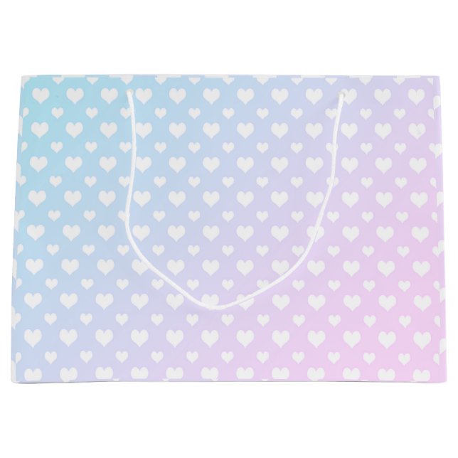 Fun Pink Blue White Hearts  Large Gift Bag (Front)