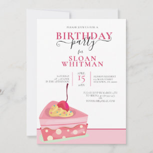 FUN PINK CAKE BIRTHDAY PARTY INVITATION