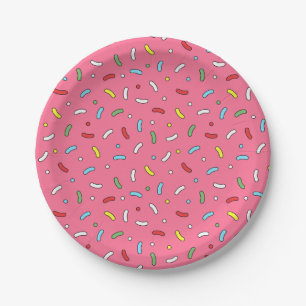 Fun Pink Candy Sprinkles Pattern Paper Plate