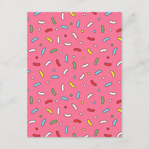 Fun Pink Candy Sprinkles Pattern Postcard