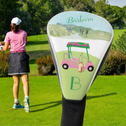 Fun Pink Cart Course Clubs Monogram Golf Head Cover