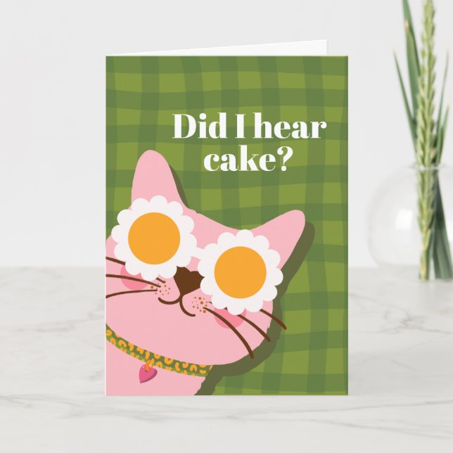 Fun Pink Cat Personalised Birthday Card (Front)
