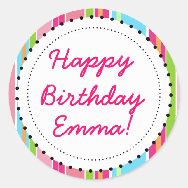 Fun Pink Colour Stripes and Dots Stickers (Front)