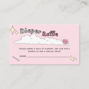 Fun Pink Doodle Cloud Diaper Raffle Enclosure Card