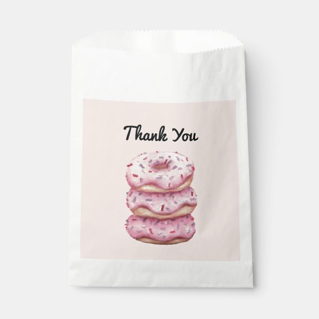 Fun Pink Doughnut Sprinkles Custom Thank You Favour Bag (Front)