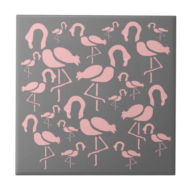 Fun Pink Flamingo bird art Ceramic Tile (Front)