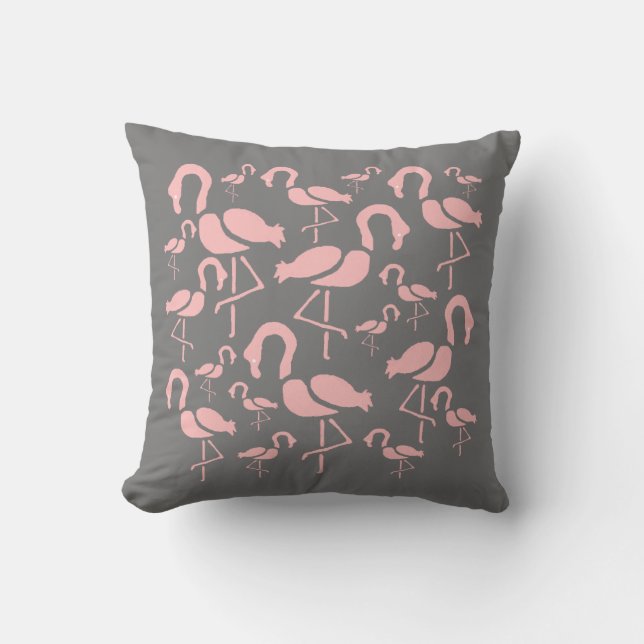 Fun Pink Flamingo bird art Cushion (Front)