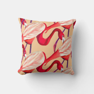 Fun Pink Flamingo bird art Cushion