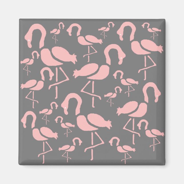 Fun Pink Flamingo bird art Magnet (Front)