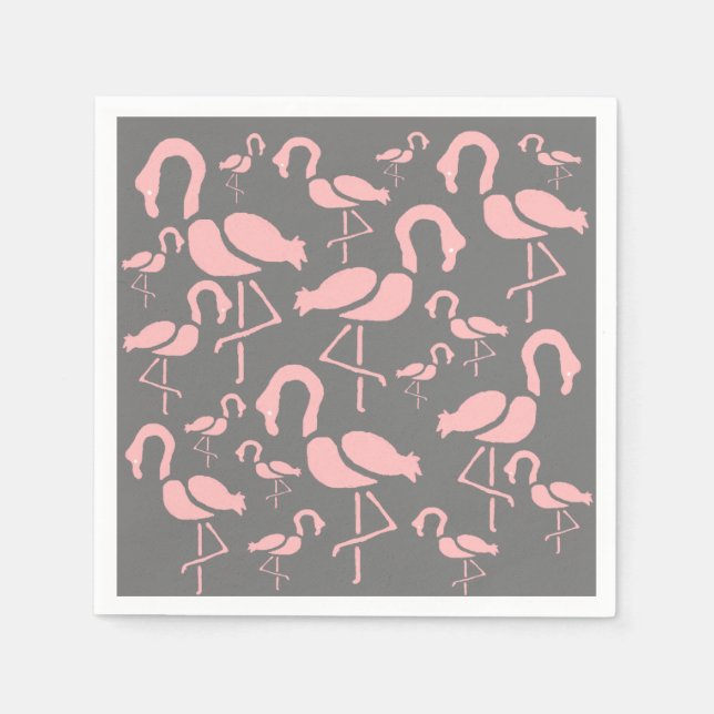 Fun Pink Flamingo bird art Napkin (Front)