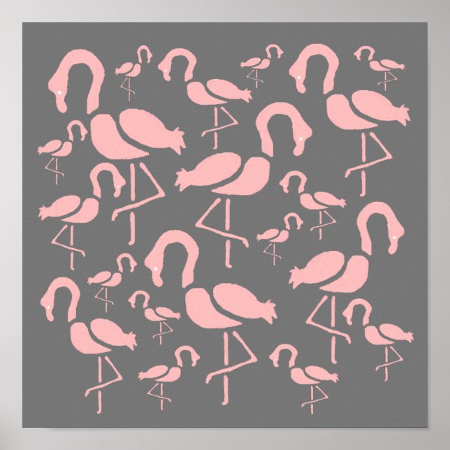 Fun Pink Flamingo bird art Poster (Front)