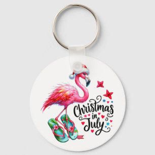 Fun Pink Flamingo Flip Flops Summer Christmas In J Key Ring