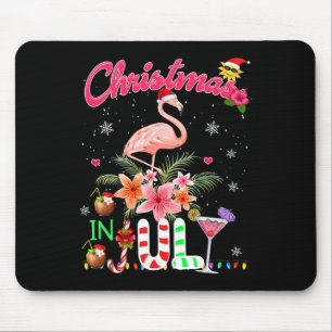 Fun Pink Flamingo In Santa Hat Christmas In July S Mouse Pad