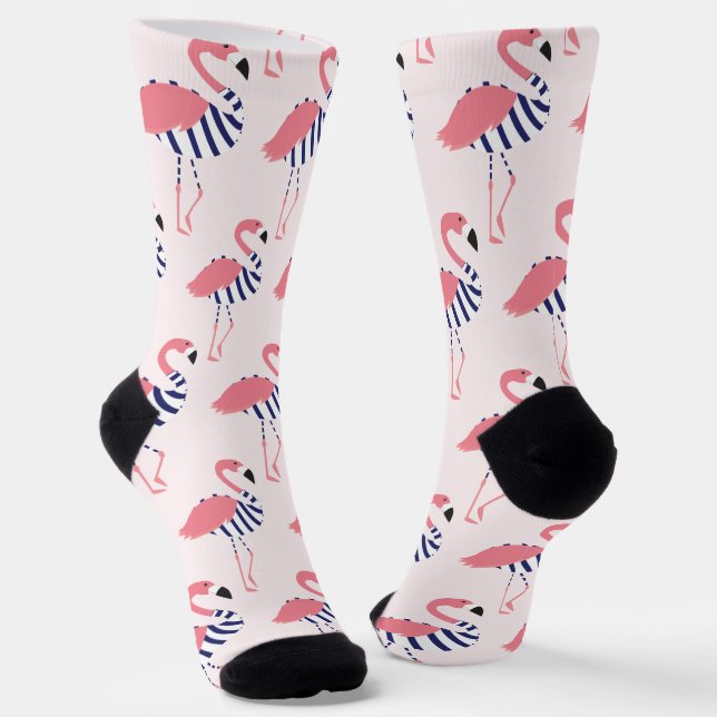 Fun Pink Flamingo Swimsuit Pattern Animal Socks (Angled)