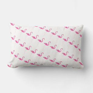 Fun Pink Flamingos on White - Outdoor Lumbar Cushion
