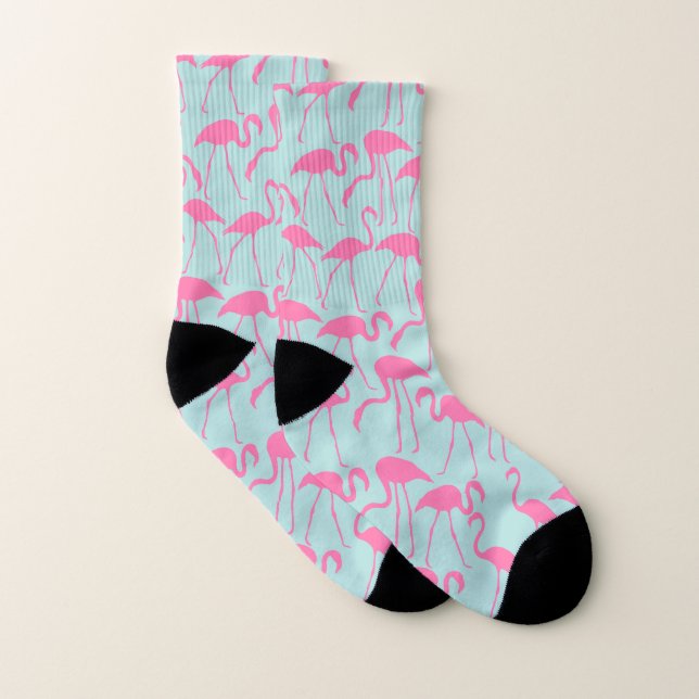Fun Pink Flamingos Pattern Socks (Pair)