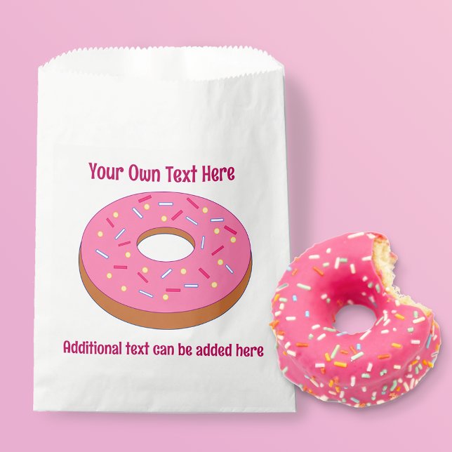 Fun Pink Frosted Ring Doughnut  - 2 custom text li Favour Bag (Creator Uploaded)