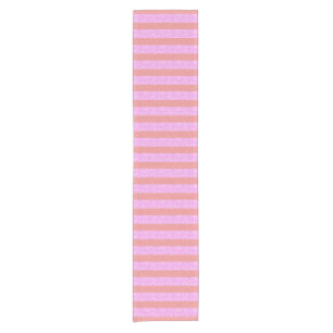 Fun Pink Geometric Stripes Beach House Short Table Runner