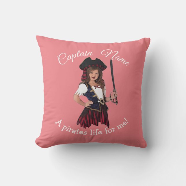 Fun Pink Girl Pirate   Cushion (Front)