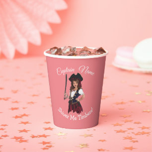 Fun Pink Girl Pirate Paper Cups