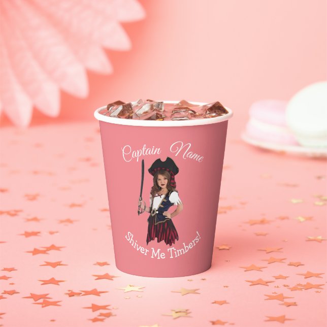 Fun Pink Girl Pirate  Paper Cups (Insitu)
