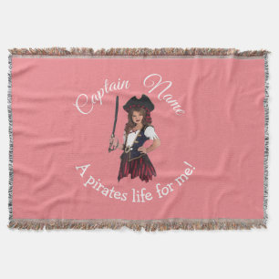 Fun Pink Girl Pirate  Throw Blanket