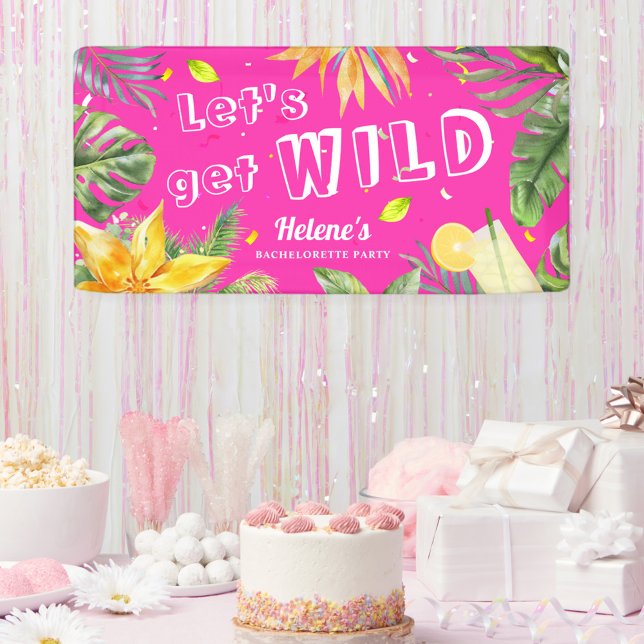 Fun Pink Girly Bachelorette Party Beach Tropical Banner (Fun Pink Girly Bachelorette Party Banner)