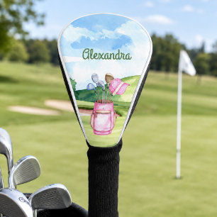 Fun Pink Golf Club Personalised Monogram Head Cover
