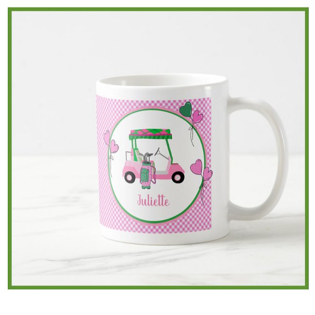 Fun Pink & Green Golf Theme Personalised  Coffee Mug (Creator Uploaded)