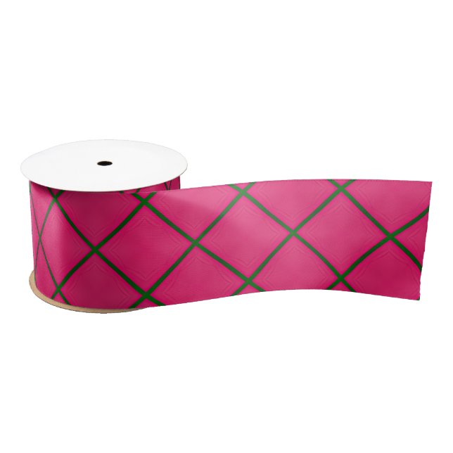 Fun Pink & Green Modern Design   Satin Ribbon (Spool)
