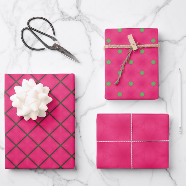 Fun Pink & Green Modern Design  Wrapping Paper Sheet (Front)