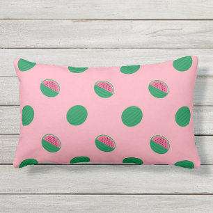 Fun Pink Green Watermelon Pattern Summer Outdoor Lumbar Cushion