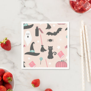 Fun Pink Halloween Party Decor Paper Napkin