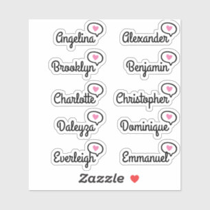 Fun Pink Heart Speech Bubble Guest List 10 Names
