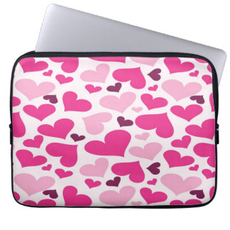 Fun Pink Hearts Pattern Laptop Sleeve