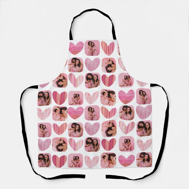 Fun Pink Hearts & Photo Collage Keepsake Apron (Front)