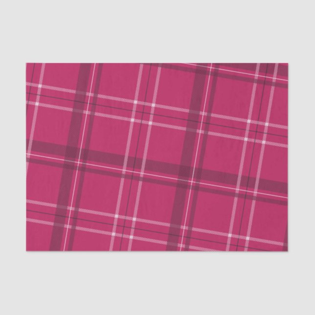 Fun pink holiday plaid tissue paper (Front)
