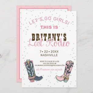 Fun Pink Last Rodeo Bachelorette Party Invitation