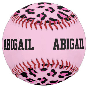 Fun Pink Leopard Print - Customize Name Softball
