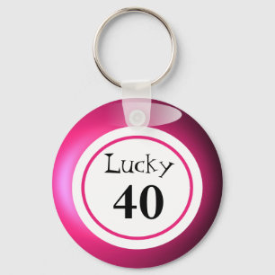 Fun Pink Lucky Number Bingo Ball Theme Key Ring