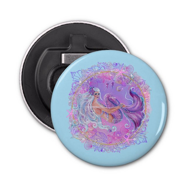 Fun Pink mermaid  by Renee Lavoie Bottle Opener (Front)