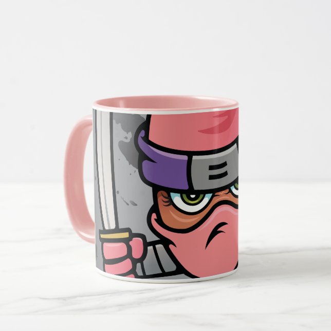 Fun Pink Ninja Mug (Front Left)