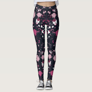 Fun Pink Paint Splatter Pattern Leggings