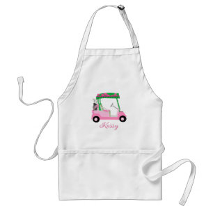 Fun Pink Personalised Name Golf Cart Clubs Standard Apron