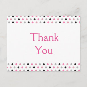Fun Pink Polka Dots Thank You Postcard