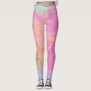 Fun Pink Rainbow Tie Dye Leggings