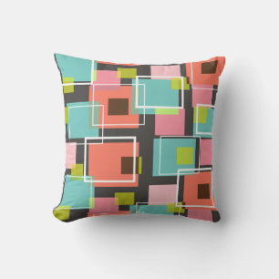 Fun Pink Retro Cubes Pattern Art Pillow Cushion